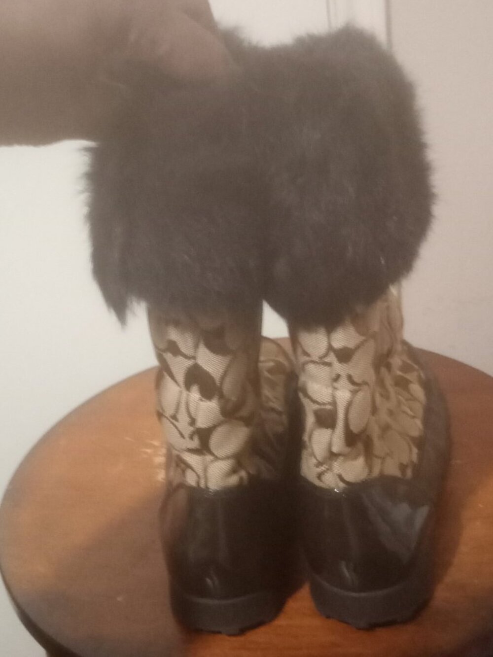 Coach Joyous Brown Faux Fur Mid-Calf Snow Boots Zip Women's Size 8.5B - Picture 11 of 14
